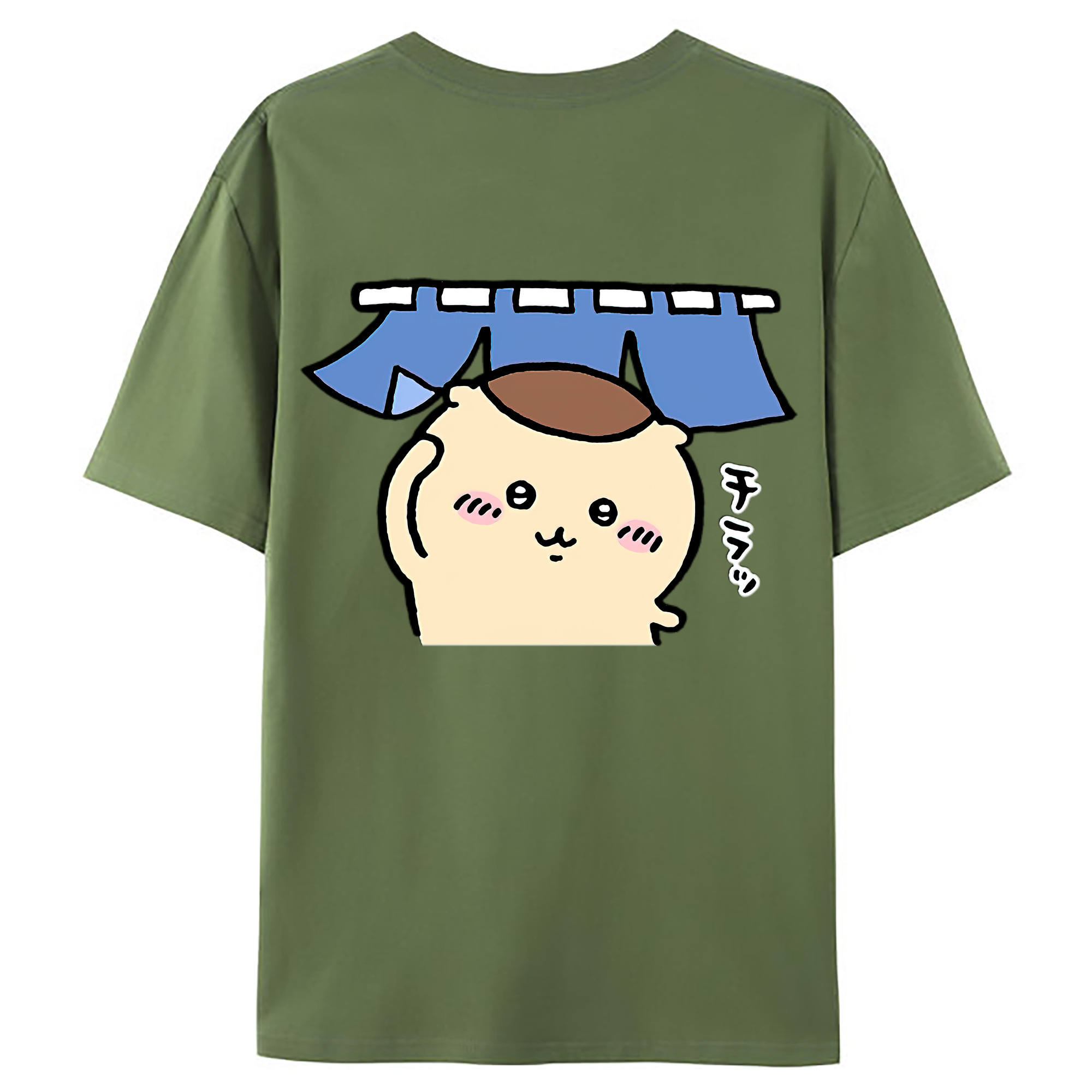 （画像用） ちいかわ くりまんじゅう Chii-kawa kuri manjū 綿100％ メンズ半袖Tシャツ（バックプリント） 通気性